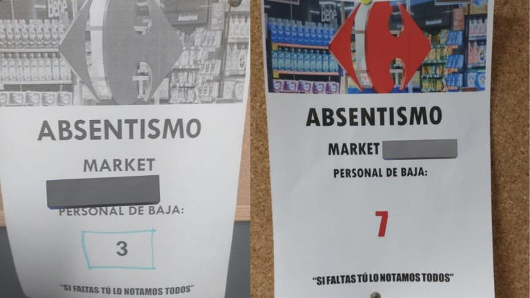 Carrefour avisa del número de trabajadores de baja con carteles y revoluciona las redes.