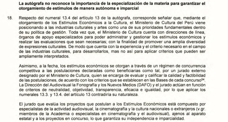 Gobierno de Dina Boluarte observa la autógrafa de ley que busca regular el financiamiento de películas peruanas