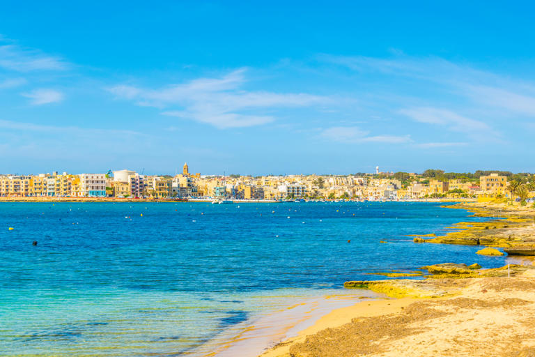 View of a seaside promenade in Birzebbuga, Malta