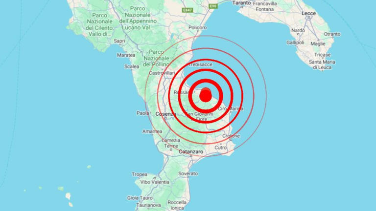 Mappa epicentro terremoto provincia di Cosenza - 1 agosto 2024