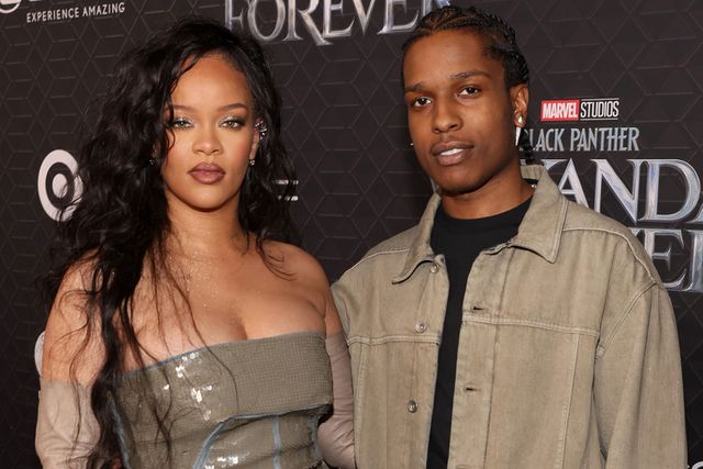 Jesse Grant/Getty Rihanna and A$AP Rocky in Hollywood in October 2022