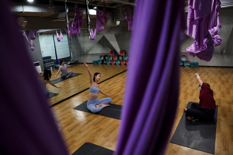 A yoga session at a gym in Tsim Sha Tsui, Hong Kong, in 2022. Photo: Yik Yeung-man