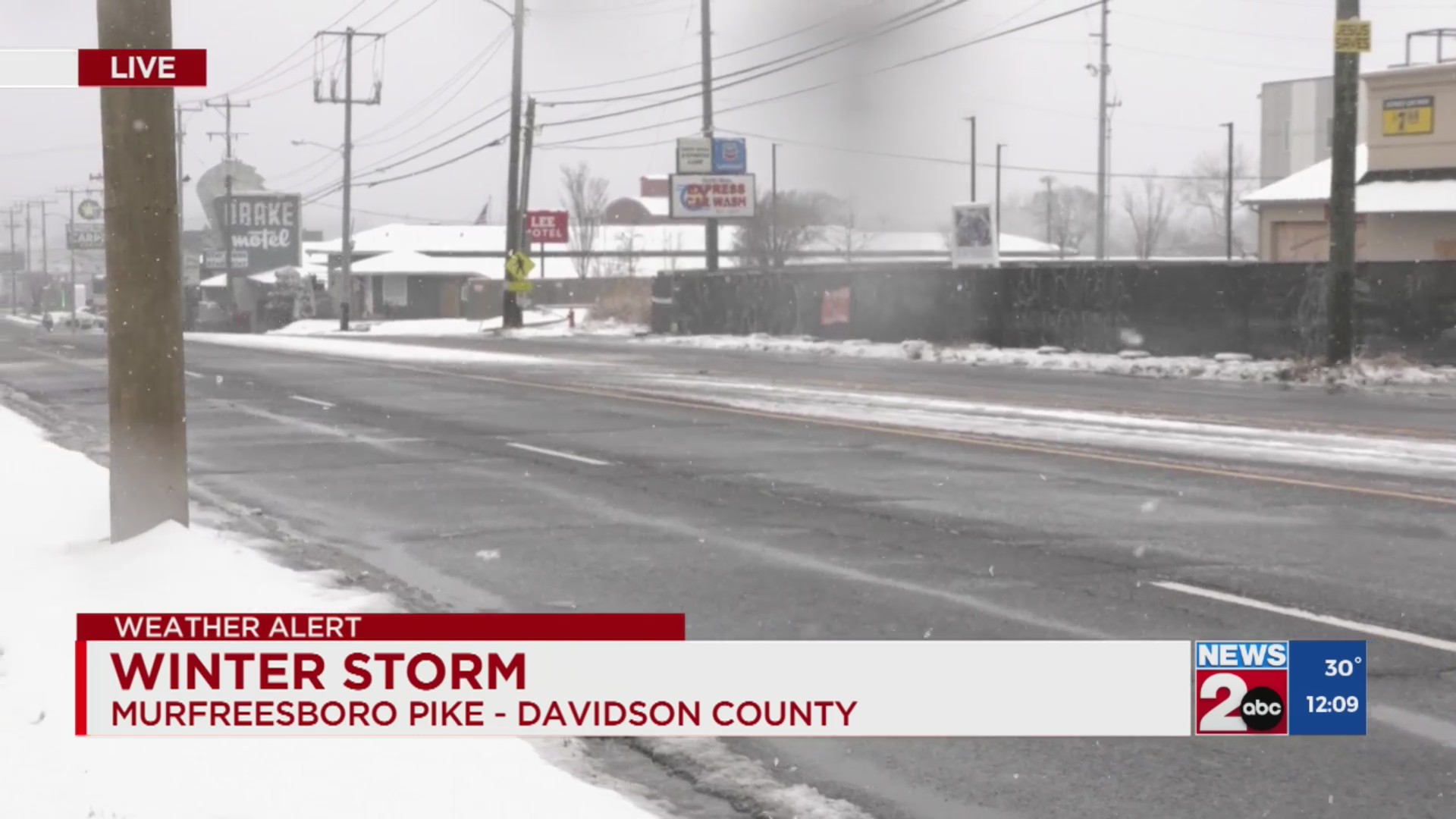 Road conditions in Davidson County, TN amid winter storm