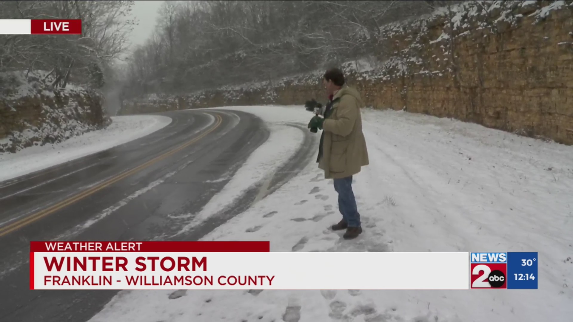 Road conditions in Williamson County, TN amid winter storm