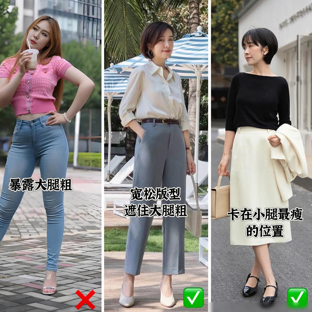 50岁女人腿粗、胯宽、臀大，尽量别碰这3种穿搭雷区，谁穿谁老