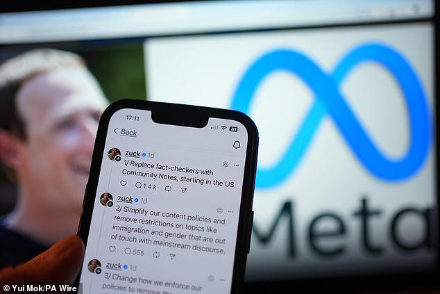 A series of posts by Meta CEO Mark Zuckerberg on the Threads social media app, outlining his changes to content moderation