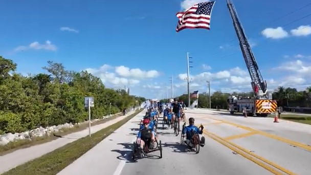 Wounded military veterans cycle across Florida Keys’ Seven Mile Bridge