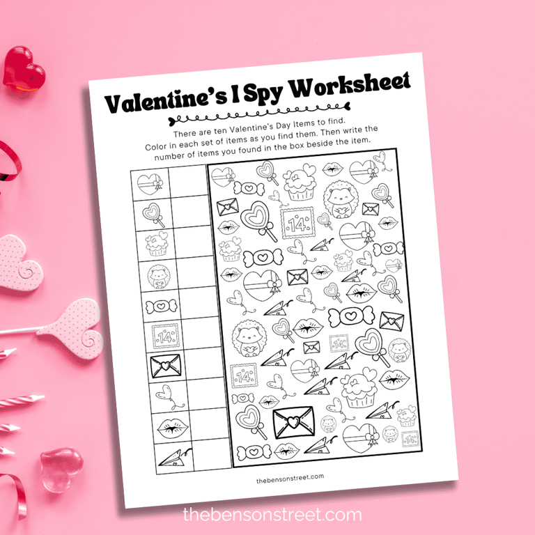 Free Valentine's I spy printable activity for kids