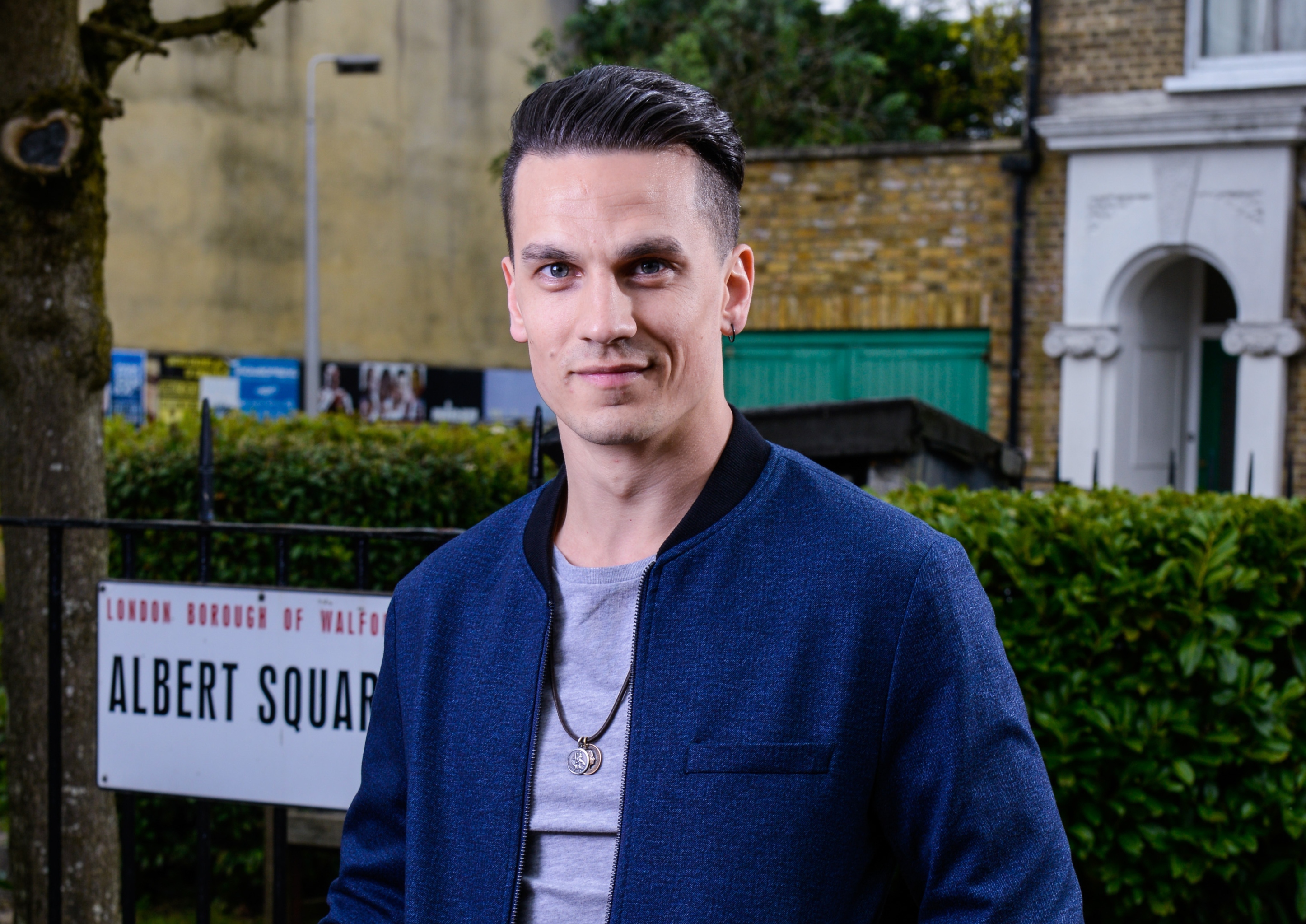 Look who's back and causing trouble in Holby! EastEnders star Aaron Sidwell, that's who! (Image credit: BBC.)