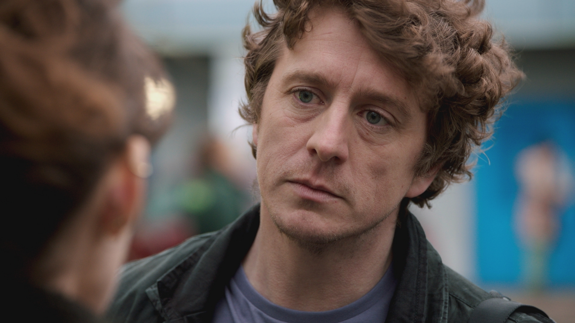 Aaron corners Jodie outside Holby ED. (Image credit: BBC Studios. )