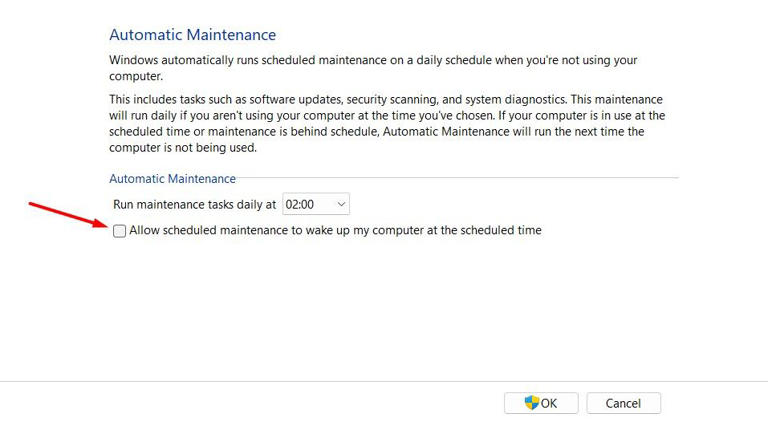 Automatic Maintance window in the Control Panel.