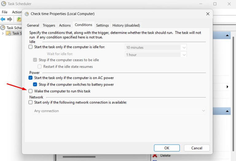 Wake the Computer to Run This Task option in Task Scheduler.