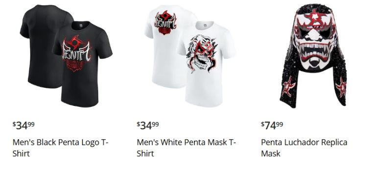 La merch de Penta en la WWE (WWE Shop)