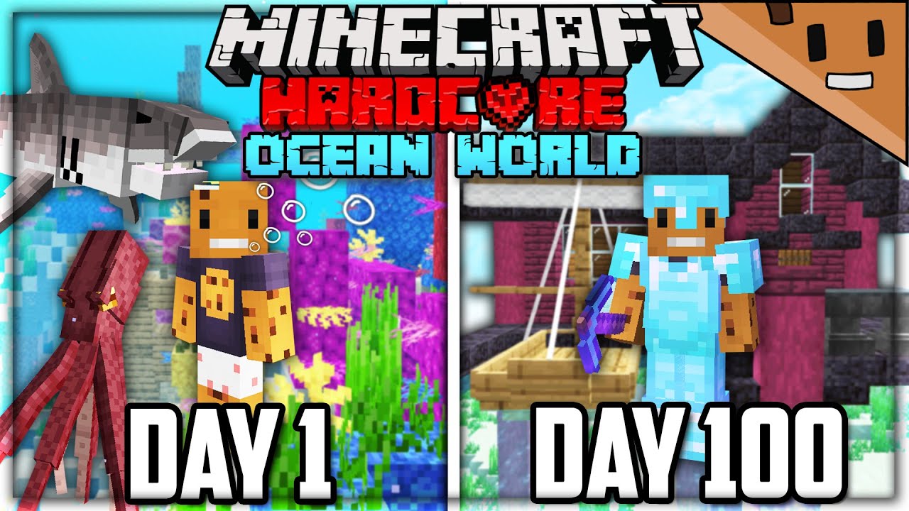 Hardcore Minecraft challenge ocean only world (100 days)