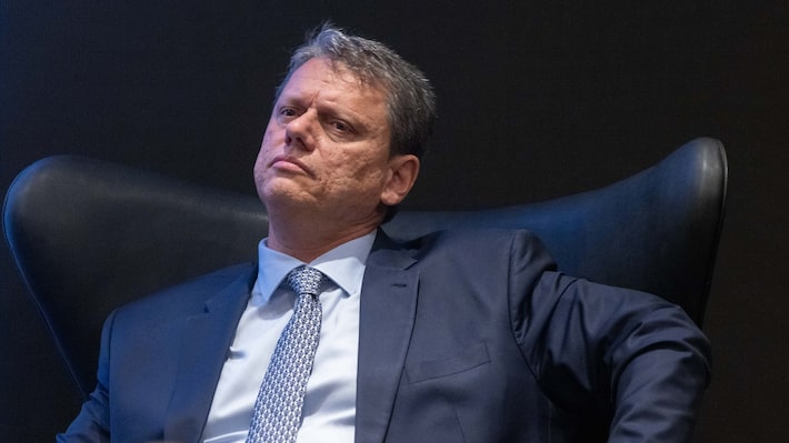 Governador do Estado de São Paulo, Tarcísio de Freitas (foto) no painel sobre segurança pública promovido pelo Instituto Brasileiro de Ensino, Desenvolvimento e Pesquisa (IDP). Foto: Daniel Teixeira/Estadão