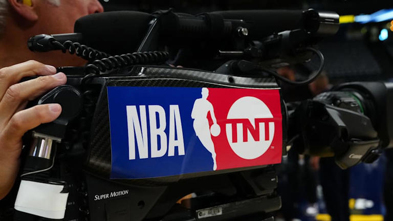 May 19, 2024; Denver, Colorado, USA; Detailed view of a TNT court broadcast camera before game seven between the Minnesota Timberwolves against the Denver Nuggets in the second round for the 2024 NBA playoffs at Ball Arena. Mandatory Credit: Ron Chenoy-Imagn Images | Ron Chenoy-Imagn Images