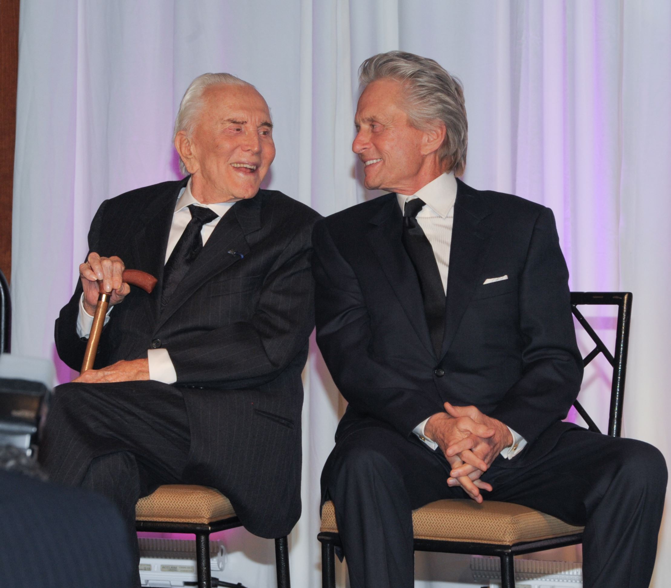 Slide 9 of 28: NEW YORK, NY - NOVEMBER 21: Kirk Douglas and Michael Douglas attends the 2011 Children of Chernobyl's Children at Heart gala at the Chelsea Piers on November 21, 2011 in New York City. (Photo by Dave Kotinsky/Getty Images)