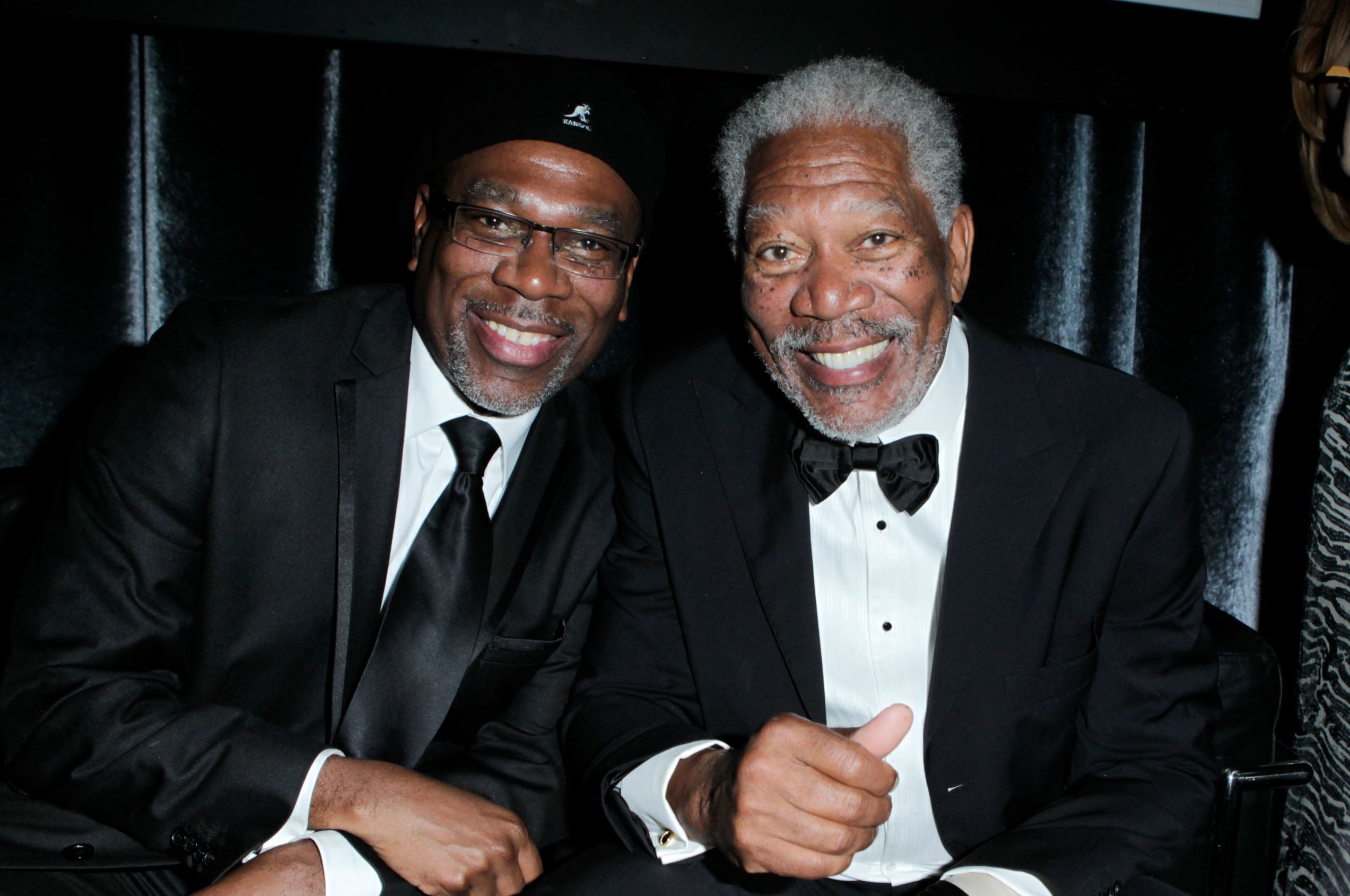 Slide 10 of 28: BEVERLY HILLS, CA - JANUARY 15: Actors Alfonso Freeman and father Morgan Freeman attend The Weinstein Company's 2012 Golden Globe Awards After Party with Chopard, Marie Claire and HP at The Beverly Hilton hotel on January 15, 2012 in Beverly Hills, California. (Photo by Jeff Vespa/Getty Images for TWC)