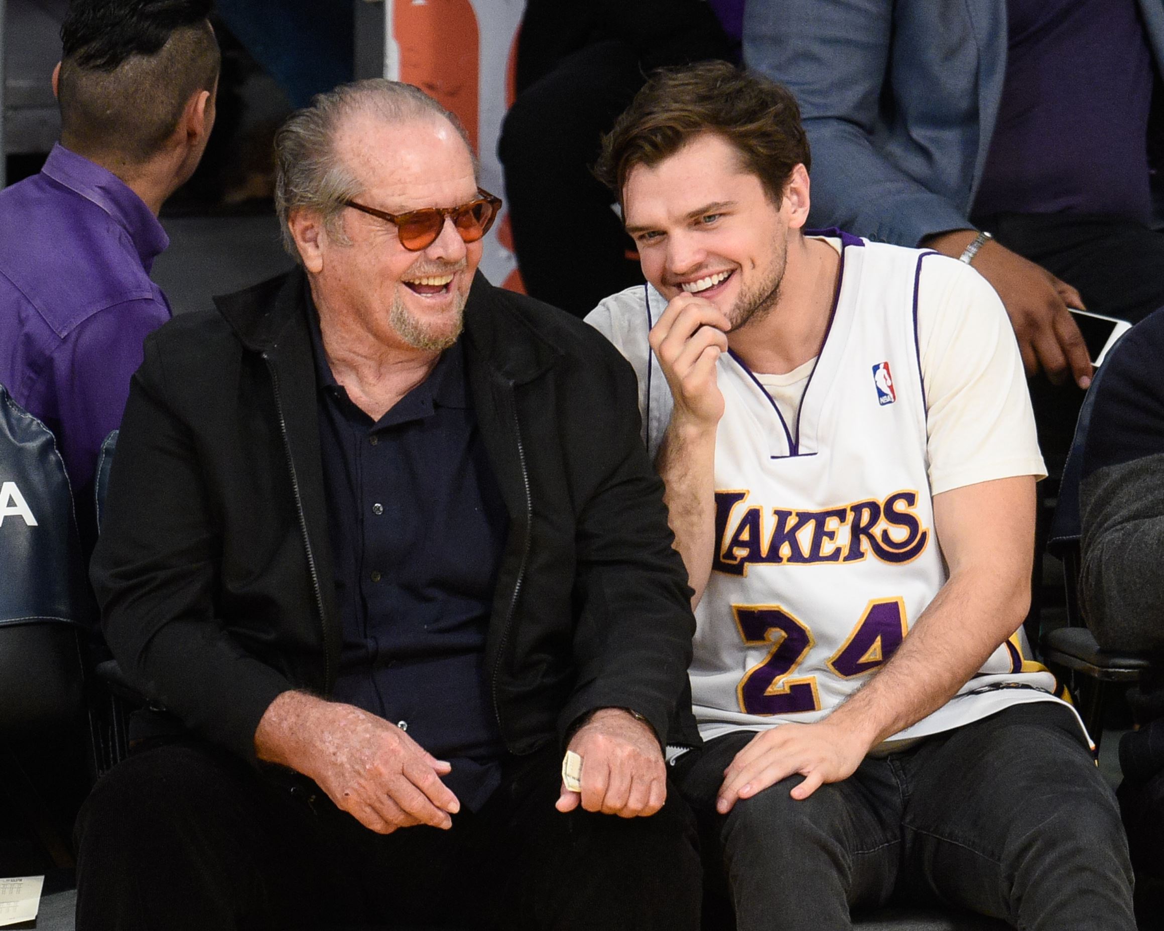 Slide 15 of 28: LOS ANGELES, CALIFORNIA - APRIL 06:  Jack Nicholson (L) and Ray Nicholson attend a basketball game between the Los Angeles Clippers and the Los Angeles Lakers at Staples Center on April 6, 2016 in Los Angeles, California.  (Photo by Noel Vasquez/GC Image