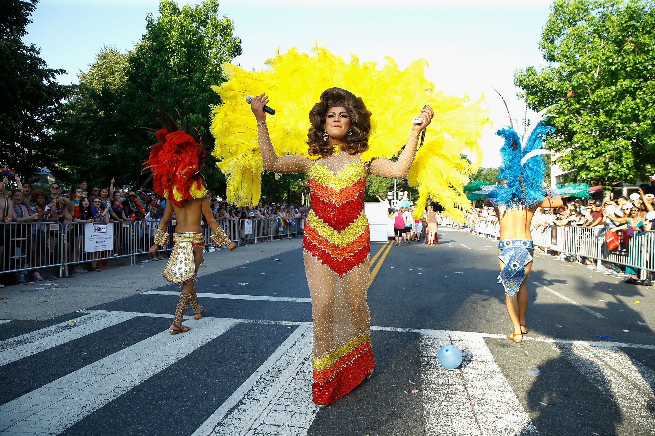 Slide 33 of 57: Parade participants are seen during the 2017 Capital Pride Parade on June 10, 2017 in Washington, DC.