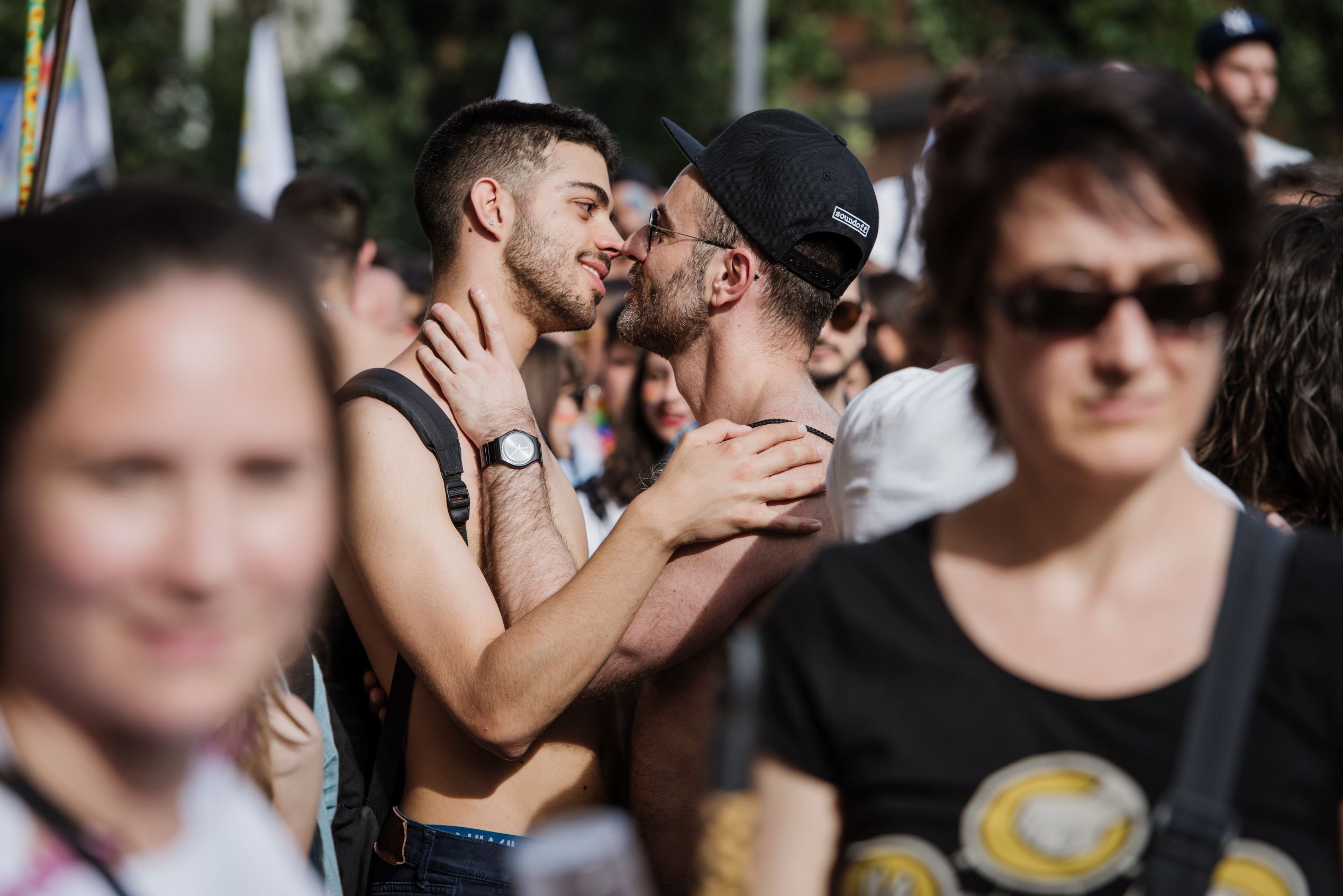 Slide 36 of 57: Demonstrators dance during a Gay Pride Parade at The Colosseum in Rome on June 10, 2017. (Photo by Jacopo Landi/NurPhoto via Getty Images)
