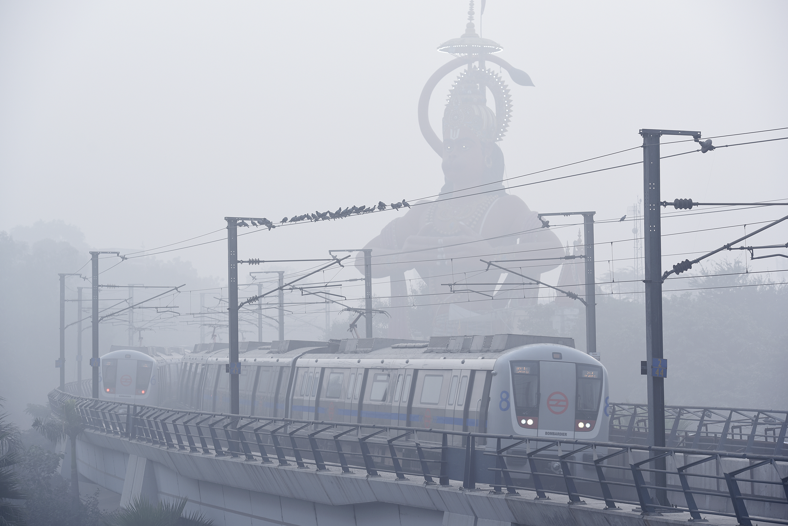 Slide 3 of 26: Dense fog/smog can be seen at Karol Bagh on Nov. 9, 2017 in New Delhi, India. Air pollution levels in the national capital continued to be severe as dense smog engulfed the city, leading to delays in flight and train services.