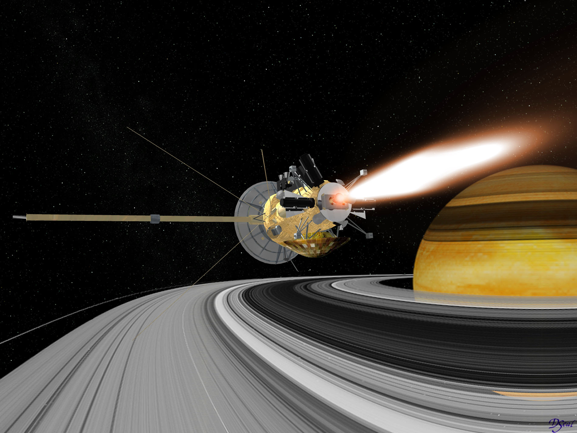 Διαφάνεια 30 από 36: Taking a final dive into Saturn’s atmosphere, Cassini spacecraft ended its almost 20-years long journey on Spet. 15, 2017.