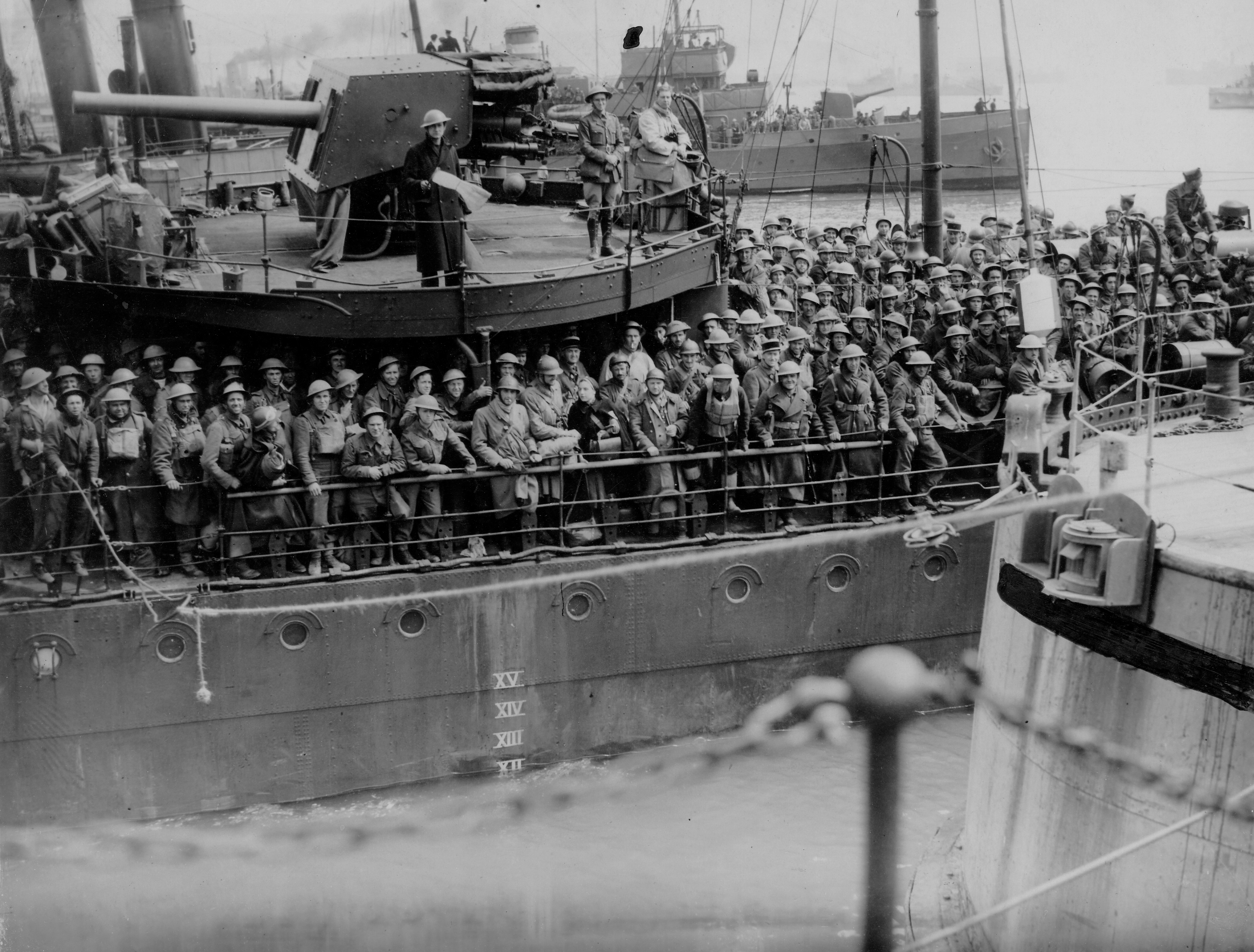 Slide 52 of 100: 1942: Soldiers on a Ship in World War Two.
