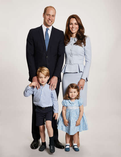 Slide 2 of 30: Princess Charlotte poses with her parents Prince William and Catherine, Duchess of Cambridge, and older brother George for the 2017 Christmas Card released by The Kensington Palace on Dec. 18.