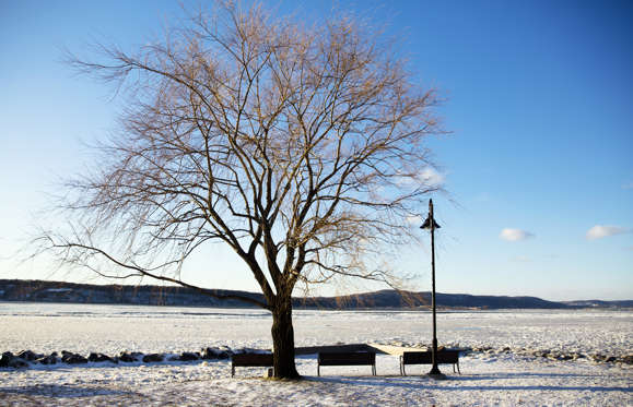Slide 14 of 85: DOBBS FERRY, NY - JANUARY 05:  A view of the waterfront near the Hudson River  on January 5, 2018 in Dobbs Ferry, New York. Extreme low tempratures and wind are expected throghout the weekend in the Northeast.
