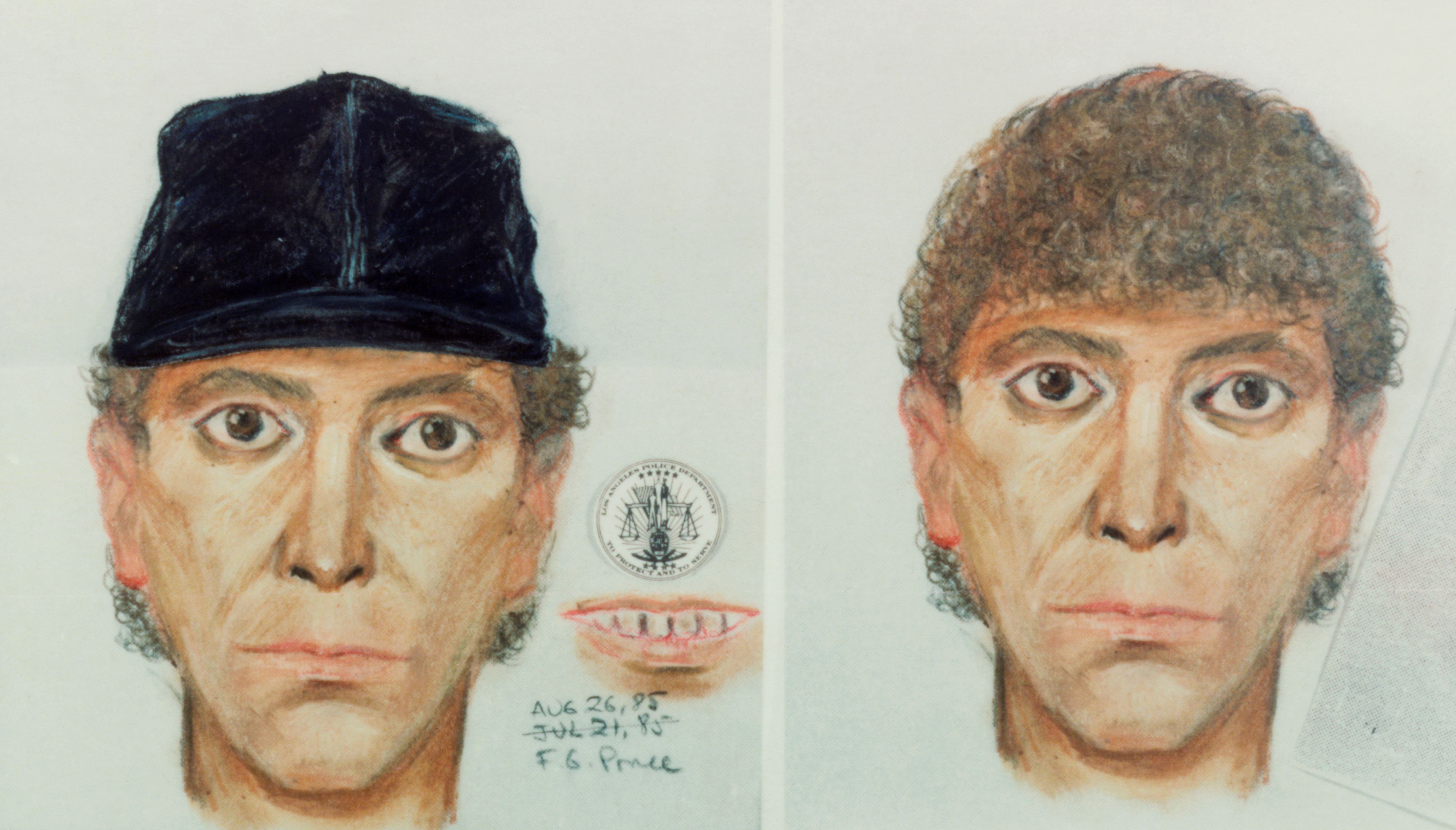Slide 1 of 14: 8/1985- Los Angeles, CA: Color composite of police sketches of the LA Nightstalker Killer.
