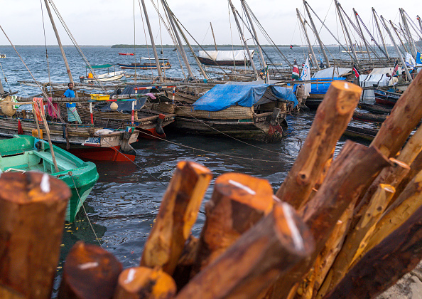 Dhows standing by the dockside, Lamu County, Lamu Town, Kenya. (Photo by Eric Lafforgue/Art In All Of Us/Corbis via Getty Images)