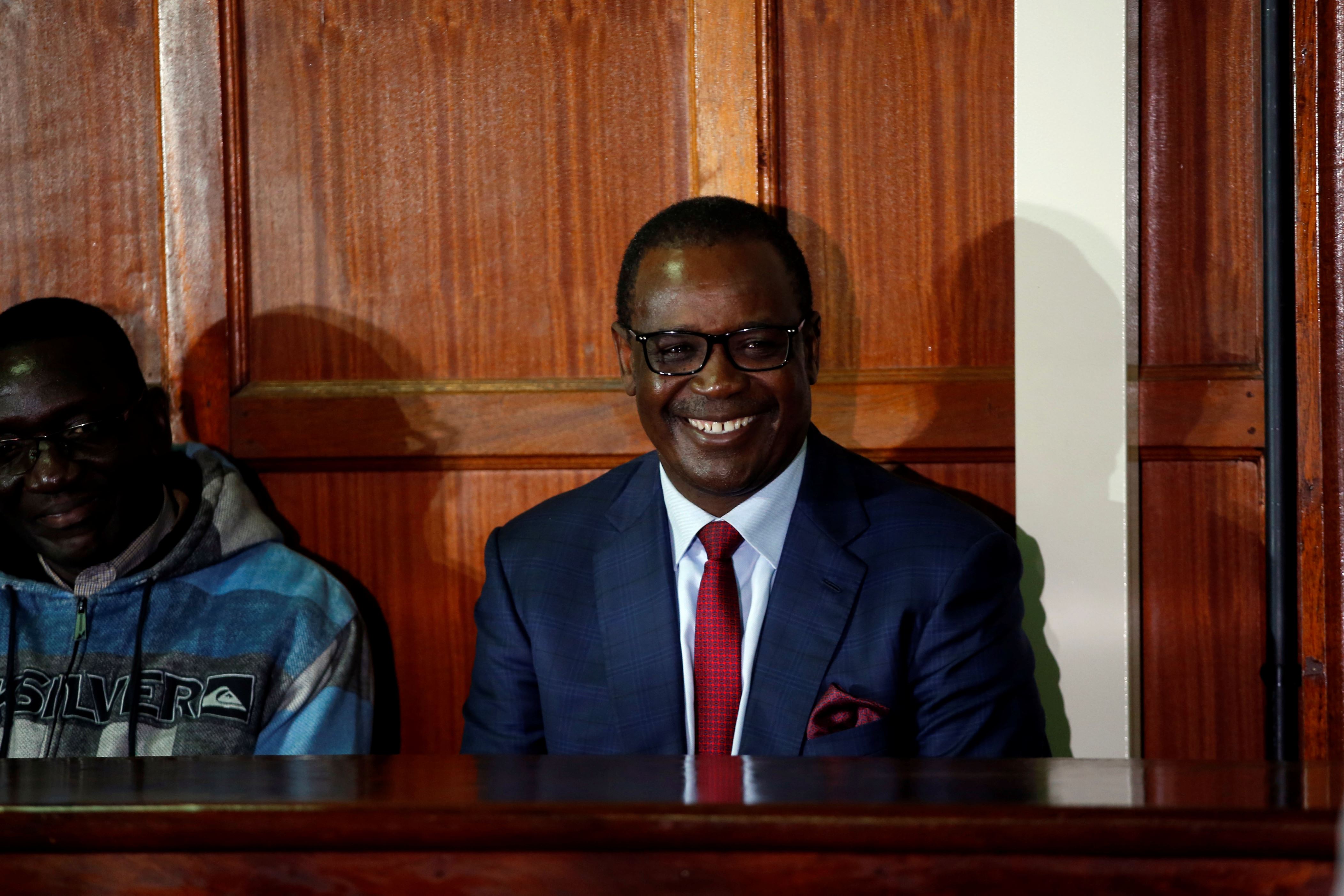 Evans Kidero, former governor of Nairobi, sits in the dock before his hearing over charges of corruption-related crimes at the Mililani Court in Nairobi, Kenya, August 9, 2018. REUTERS/Baz Ratner