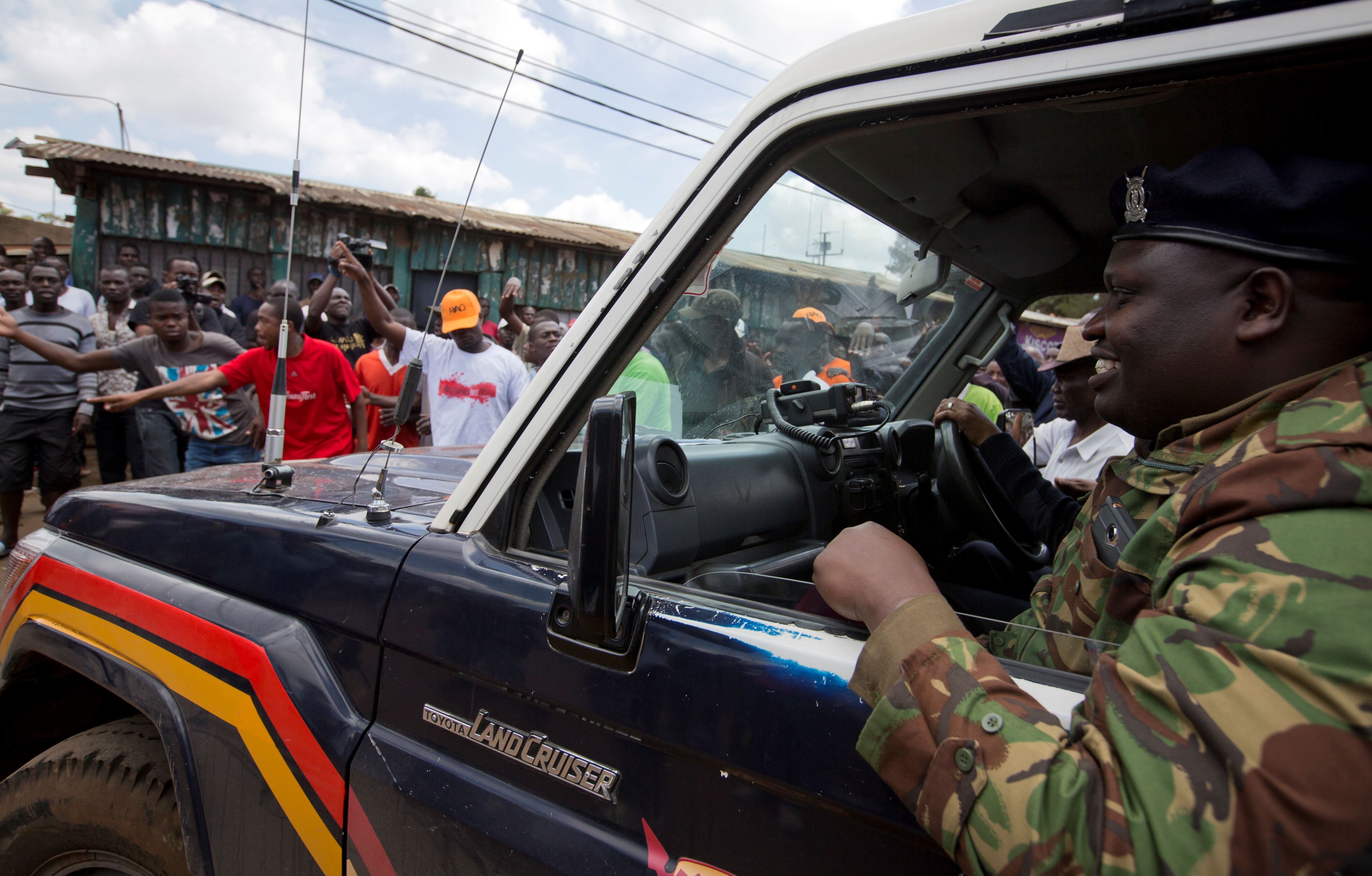 File photo of Kenyan police vehicle in Kibera slum in Nairobi, Kenya