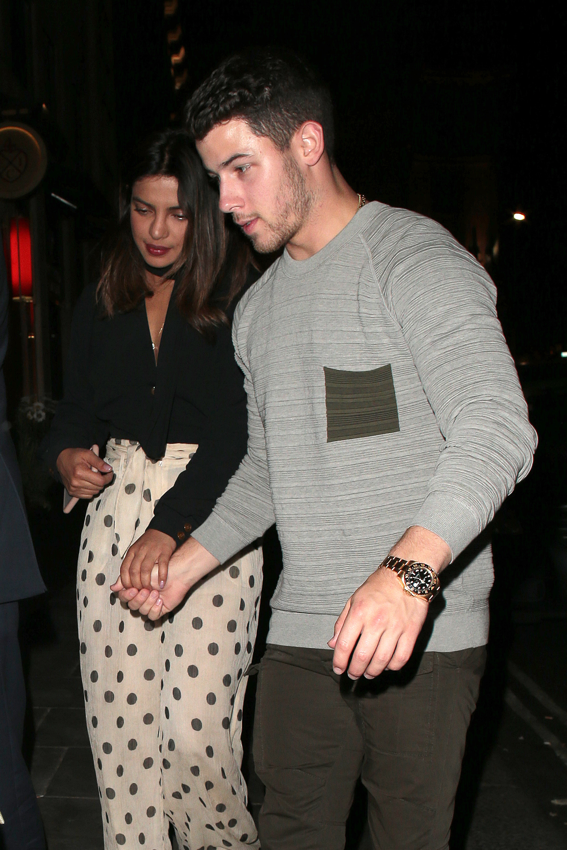 Slide 3 of 10: LONDON, ENGLAND - JULY 17: Priyanka Chopra and Nick Jonas seen on a night out arriving at Sketch on July 17, 2018 in London, England. (Photo by Ricky Vigil/GC Images)