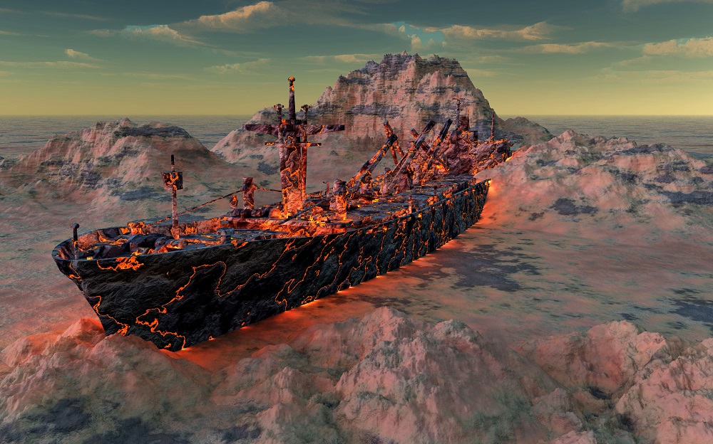A Cargo Ship Turned Into Molton Magma.