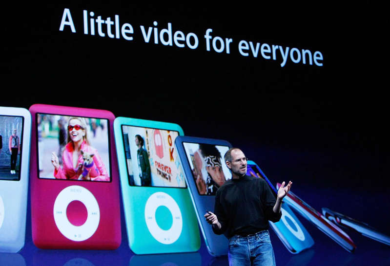 Apple CEO Steve Jobs talks about the iPod Nano during an Apple Special event September 5, 2007 in San Francisco, California. Jobs announced a new generation of iPods