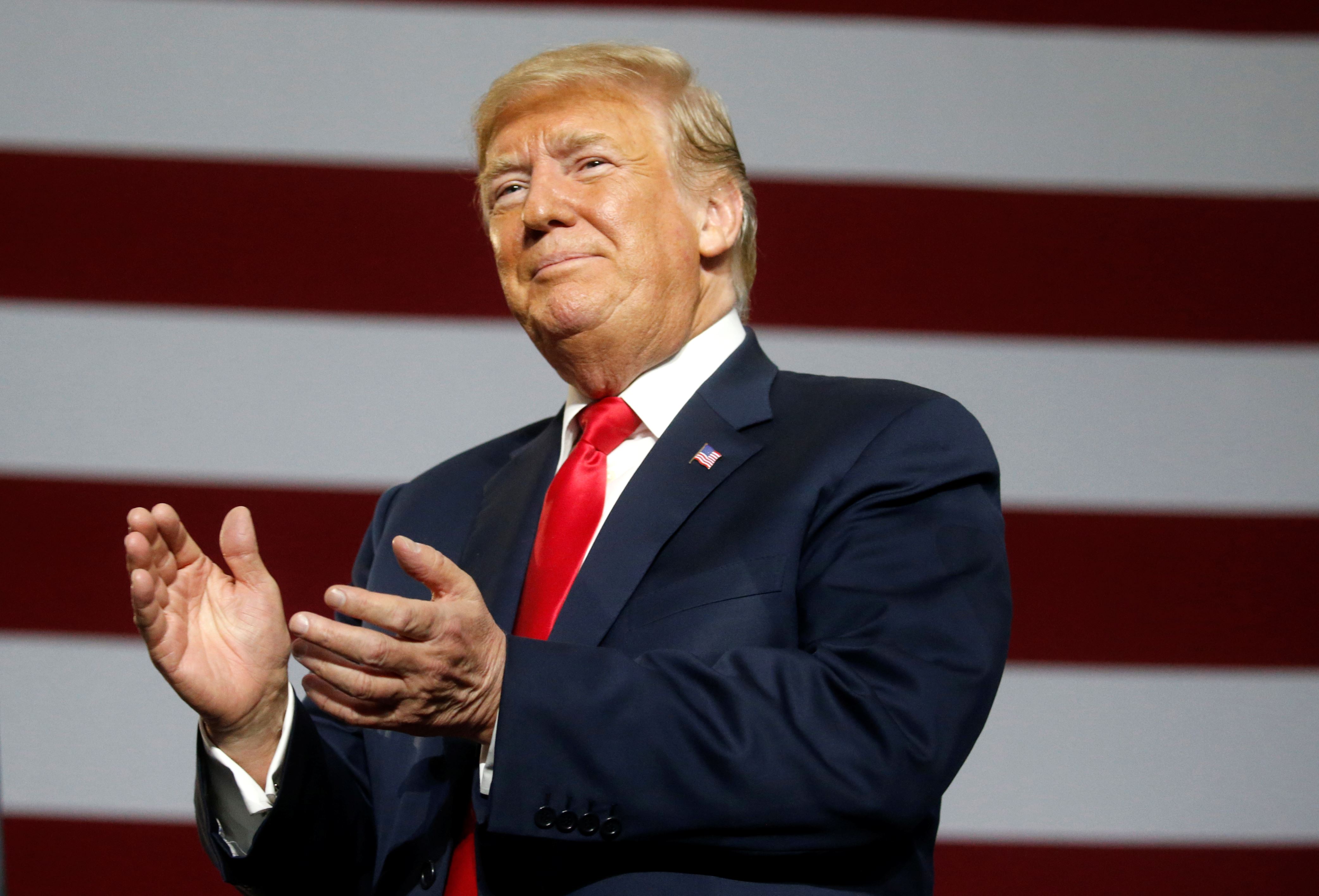 President Donald Trump holds a Make America Great Again rally in Olentangy Orange High School in Lewis Center, Ohio, U.S., August 4, 2018.