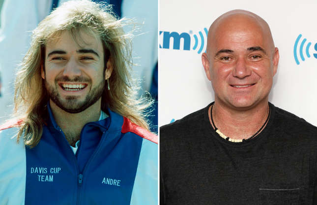 Slide 1 de 45: KANSAS CITY - SEPTEMBER 20: Andre Agassi of the USA is seen before the Davis Cup between US and Germany on September 20, 1991 in Kansas City, United States. (Photo by Bongarts/Getty Images); NEW YORK, NY - SEPTEMBER 05: Andre Agassi visits the SiriusXM Studios on September 5, 2018 in New York City. (Photo by Taylor Hill/Getty Images)