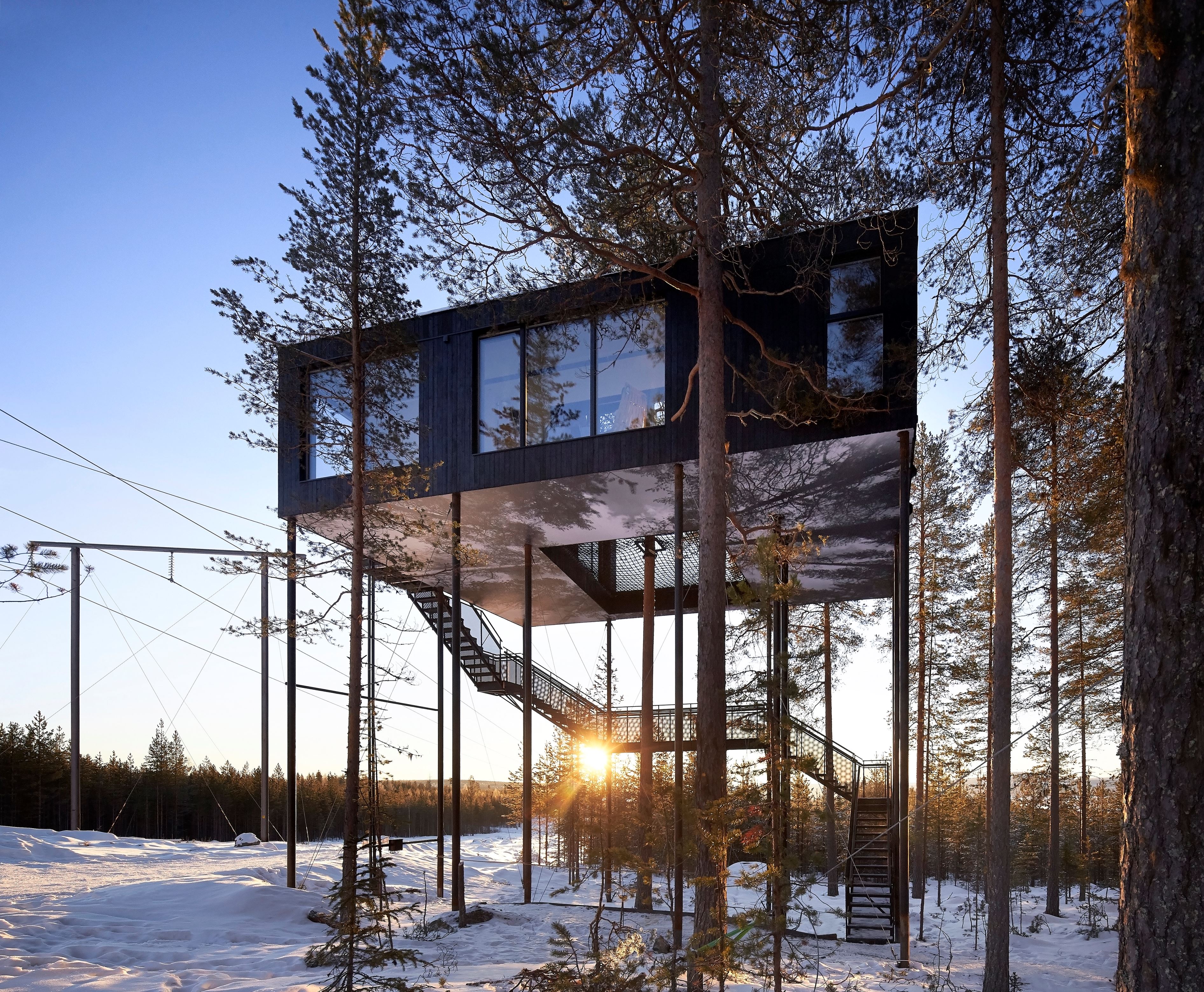 Slide 36 of 77: The 7th Room. Treehotel, Harads, Sweden. Architect: various, 2016. (Photo by: Hufton+Crow/View Pictures/UIG via Getty Images)