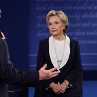 ST LOUIS, MO - OCTOBER 09:  Republican presidential nominee Donald Trump (L) speaks as Democratic presidential nominee former Secretary of State Hillary Clinton listens during the town hall debate at Washington University on October 9, 2016 in St Louis, Missouri. This is the second of three presidential debates scheduled prior to the November 8th election.  (Photo by Win McNamee/Getty Images)