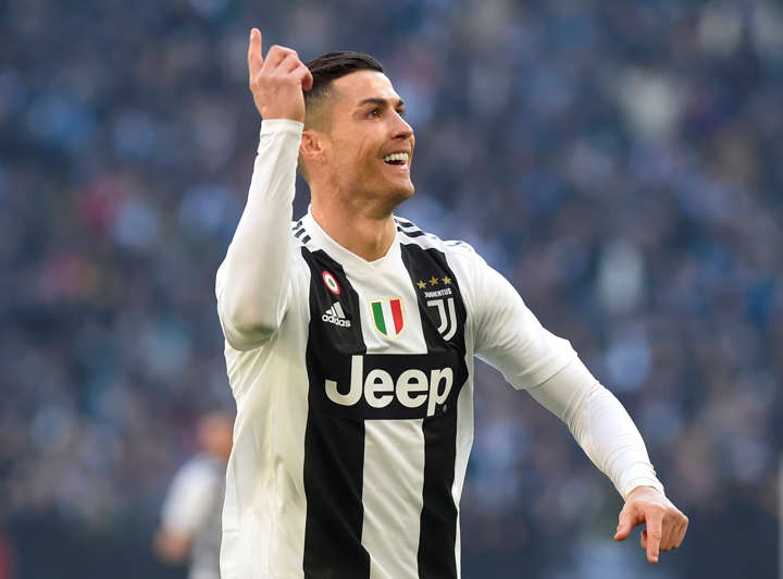 Juventus' Cristiano Ronaldo celebrates scoring their first goal