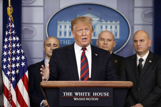 Slide 3 of 51: President Donald Trump speaks in the press briefing room at the White House, Thursday, Jan. 3, 2019, in Washington. President Trump gave a statement on the government shutdown and border wall in what was his first time behind the podium in the White House briefing room.