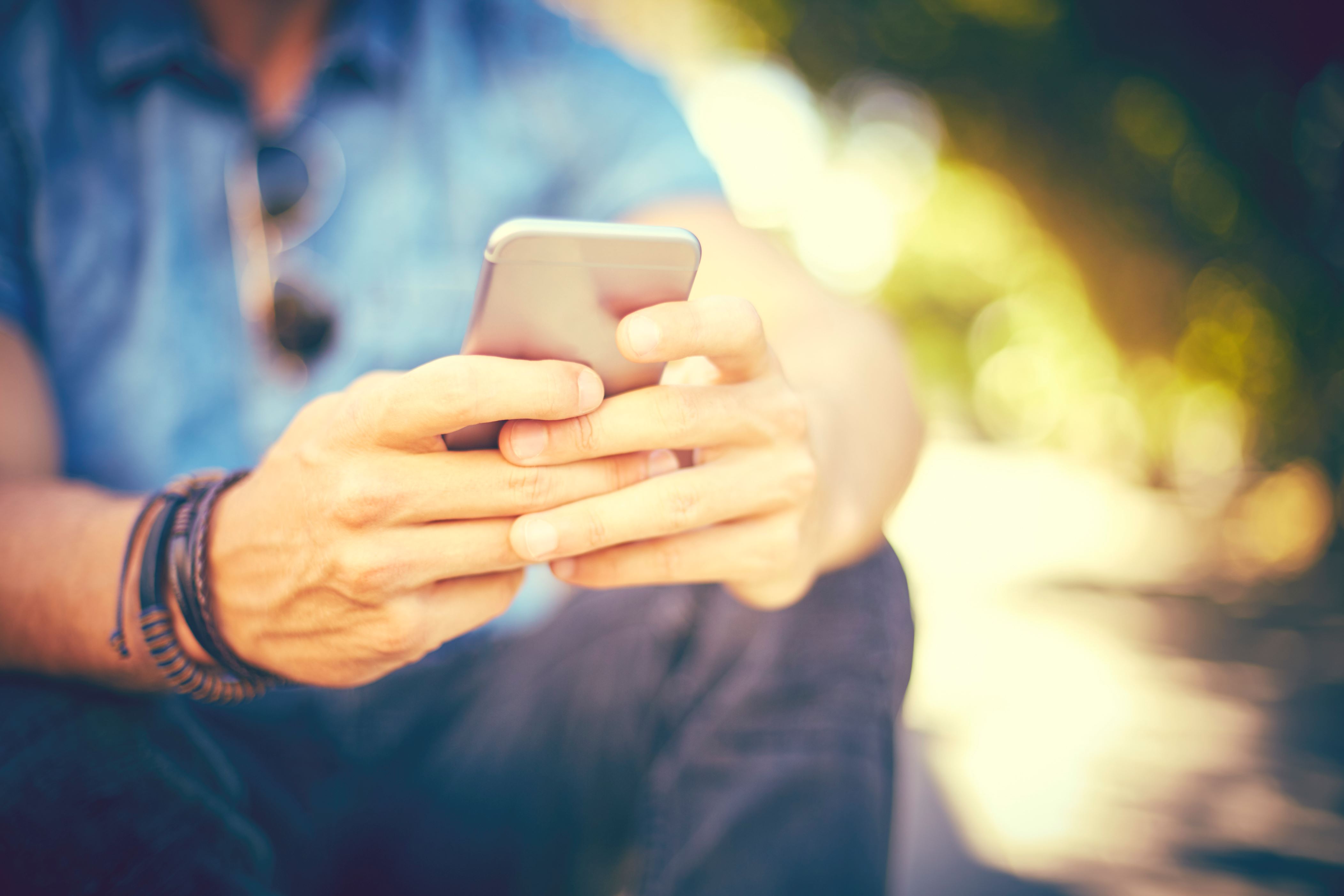 Man messaging
