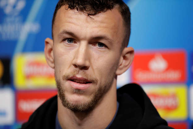 Ivan Perisic speaks during a press conference at Wembley