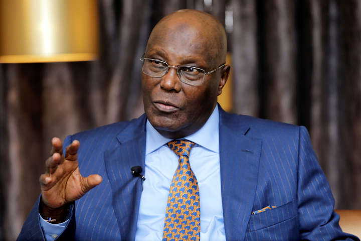 Nigeria's main opposition party presidential candidate Atiku Abubakar speaks during an interview with Reuters in Lagos, Nigeria January 16, 2019.