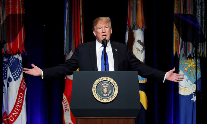 FILE PHOTO U.S. President Donald Trump speaks during the Missile Defense Review announcement at the Pentagon in Arlington, Virginia, U.S., January 17, 2019. REUTERS/Kevin Lamarque