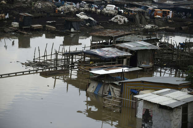 A picture shows a flooded cattle market in Kara-Isheri, in the Ogun State in southwest Nigeria, on September 20, 2018.