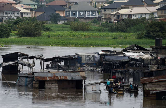 A picture shows a flooded cattle market in Kara-Isheri, in the Ogun State in southwest Nigeria, on September 20, 2018.