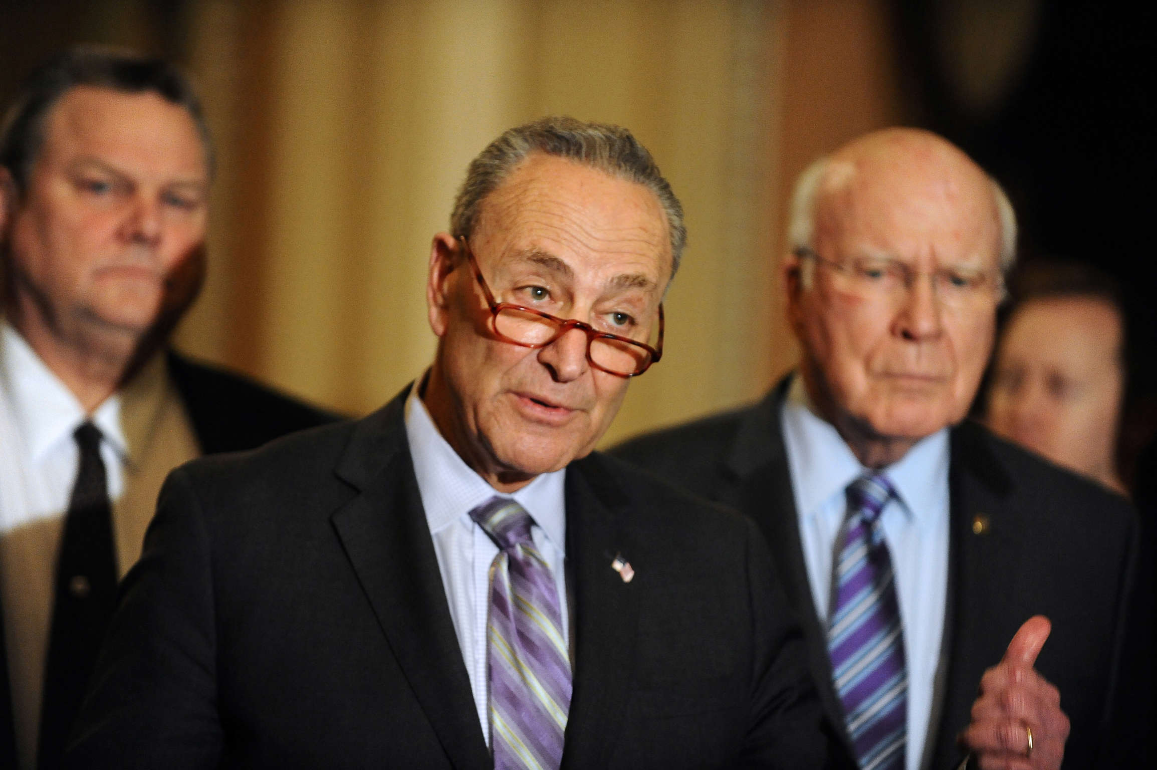 Sen. Chuck Schumer (D-NY) speaks to the media at the U.S. Capitol in Washington - Reuters Sen. Chuck Schumer (D-NY) speaks to the media at the U.S. Capitol after a tentative deal is set to avert a second partial government shutdown in Washington, U.S., February 12, 2019. REUTERS/Mary F. Calvert
